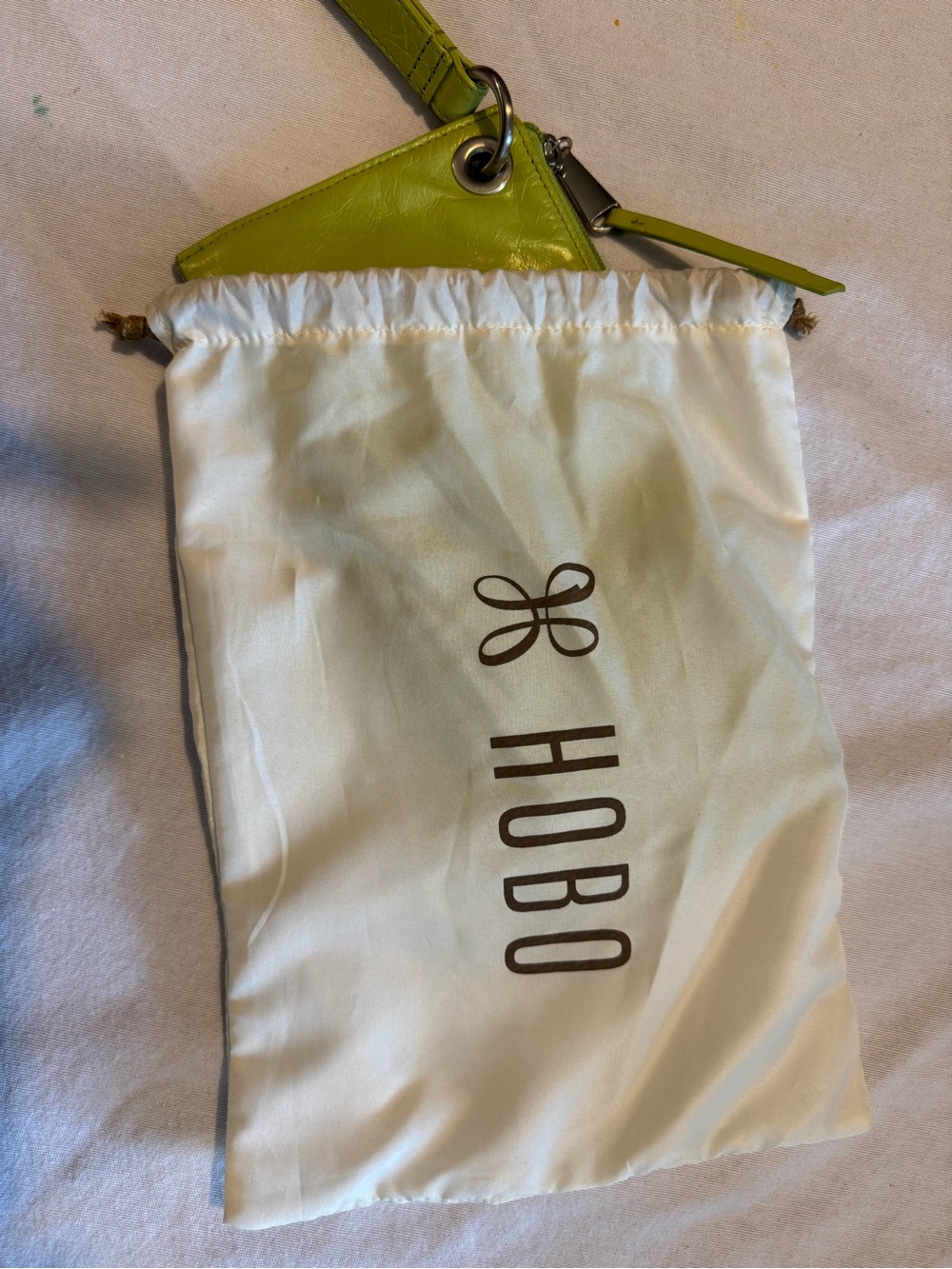 HOBO Chartreuse Leather Wristlet with Silver Hardware